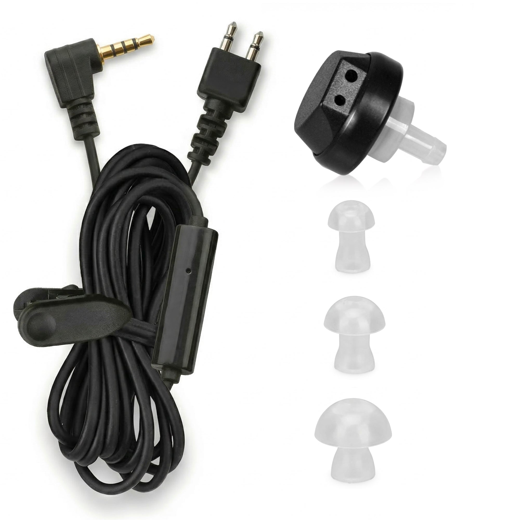 MEDca 2.5mm Hearing Aid Replacement Cord w/ 2-Pin Receiver & Earbud Set - Compatible with Pocket Hearing Aid Cable for Body Worn Sound Amplifiers - Personal Hearing Amplifier Accessory & 3 Ear Domes