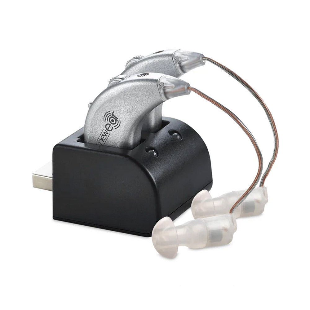 Digital Hearing Aids Set - Rechargeable Premium BTE Personal Sound Aids Pair with USB Dock, Behind The Ear Hearing Enhancement Devices with Long Lasting Battery Life