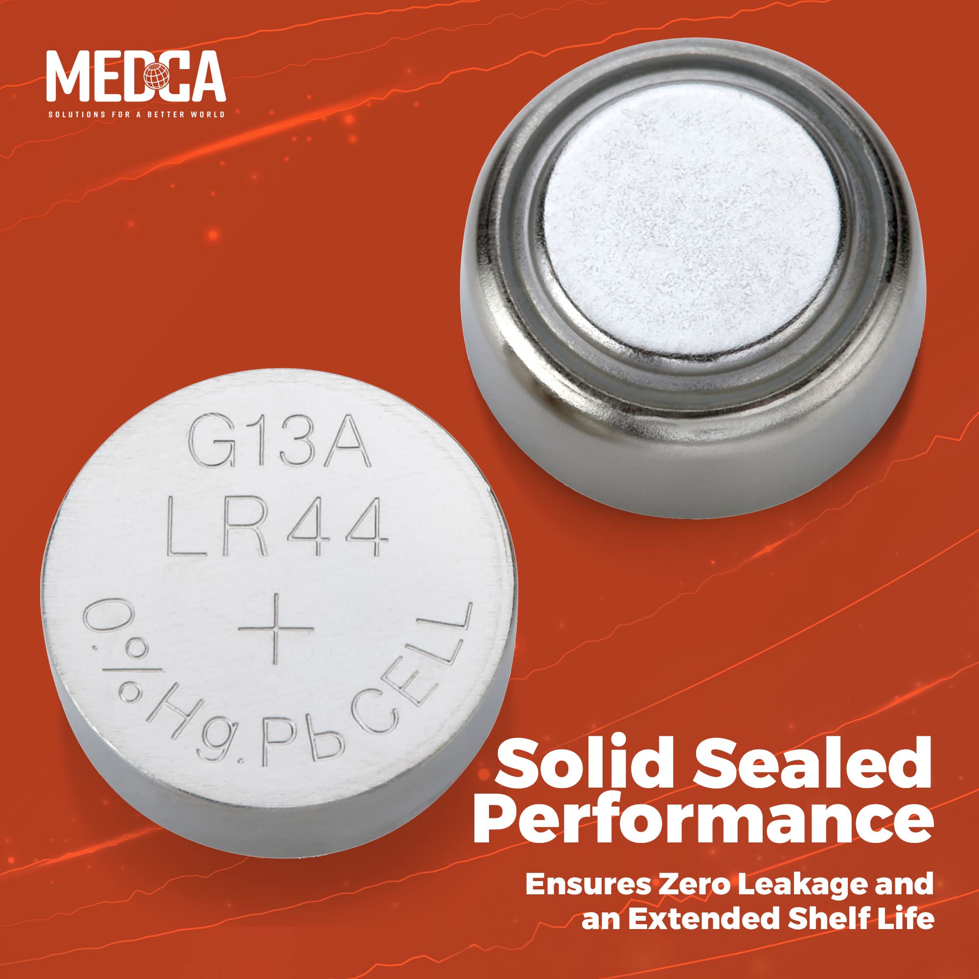 MEDca 1.5V Alkaline Batteries - LR44 AG13 357 303 SR44 Battery